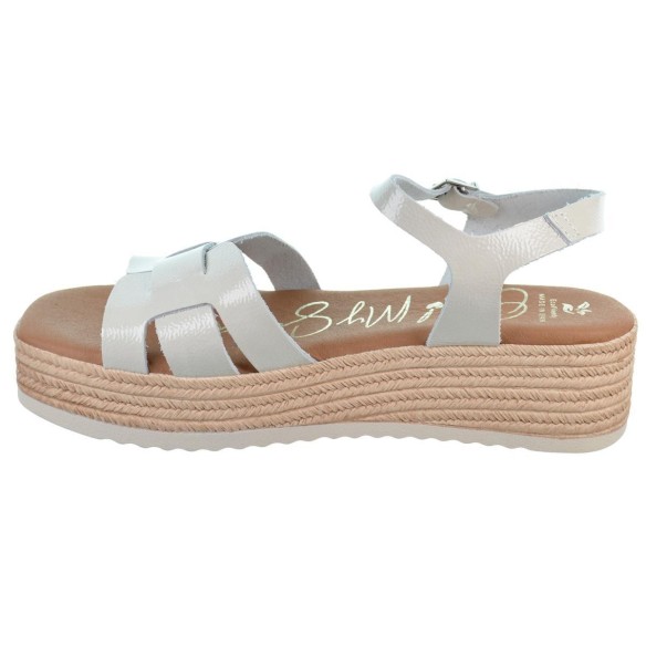 Oh My Sandals 5702 Sandalia Piel Confort Plataforma Mujer blancas