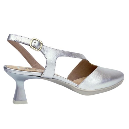 Desiree Maia29 Zapato Salón Piel Destalonado Tacón Mujer Plata