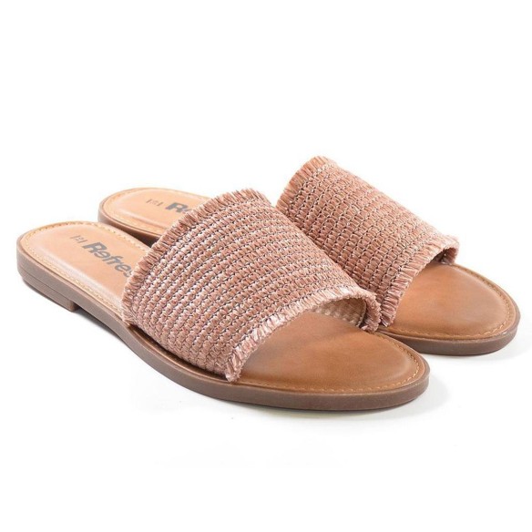 72958 Refresh Zueco Sandalia tipo zueco pala ancha de rafia, plantilla acolchada muy confortable. Piso de goma. Es ideal para ll