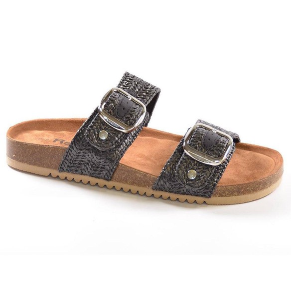 72939  Refresh Zueco Sandalia tipo Zueco de dos tiras en rafia con hebillas. Plantilla bio muy confortable y suela de goma. Idea