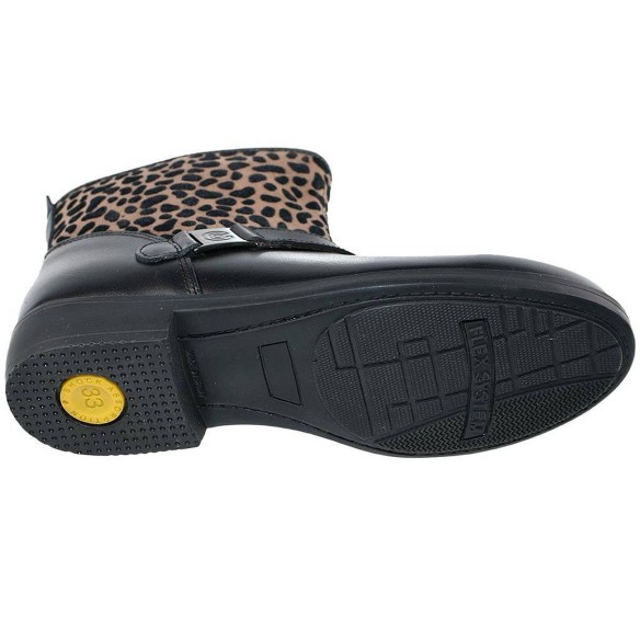 26916 Conguitos Botín Botín de piel combinado con animal print. Forrado interior en textil y cierre con cremallera interior. Pis