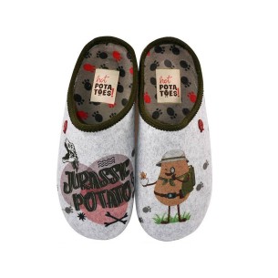 Eferding Hot Potatoes! Zapatilla Casa Comprar Zapatillas estar por casa, estampado de fieltro reciclado y planta afelpada poliés