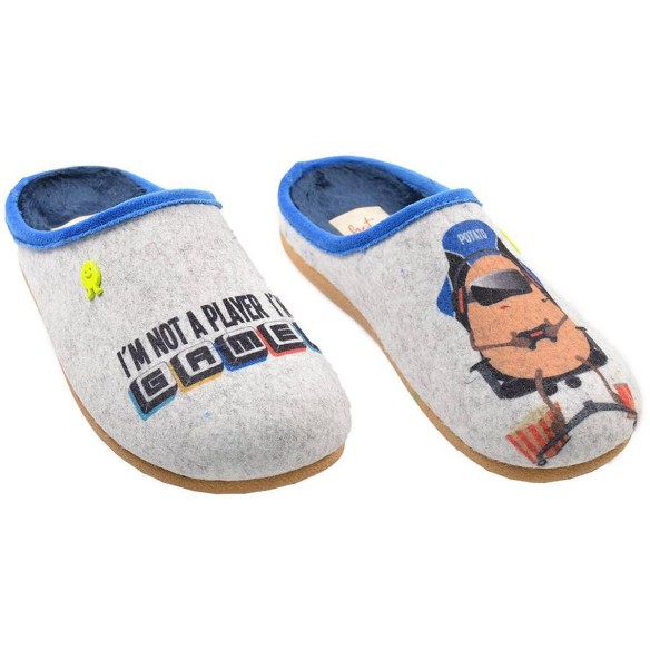 Glanegg  Hot Potatoes! Zapatilla Casa Comprar Zapatillas estar por casa, estampado de fieltro reciclado y planta afelpada poliés