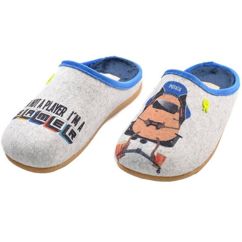 Glanegg  Hot Potatoes! Zapatilla Casa Comprar Zapatillas estar por casa, estampado de fieltro reciclado y planta afelpada poliés