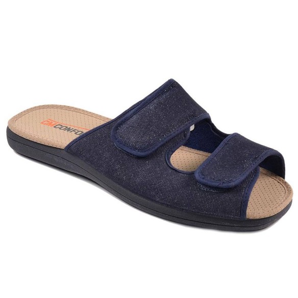 333 Cmconfort Zueco Sandalia tipo Zueco textil ancho especial, foro acolchado transpirable, cierre con doble velcro. Piso de gom