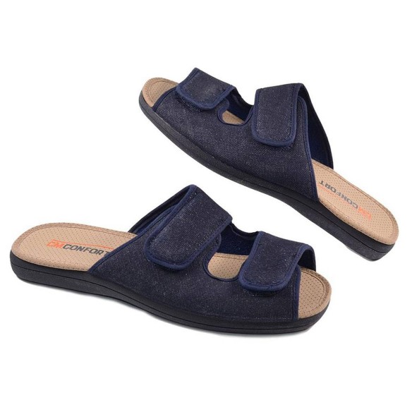 333 Cmconfort Zueco Sandalia tipo Zueco textil ancho especial, foro acolchado transpirable, cierre con doble velcro. Piso de gom