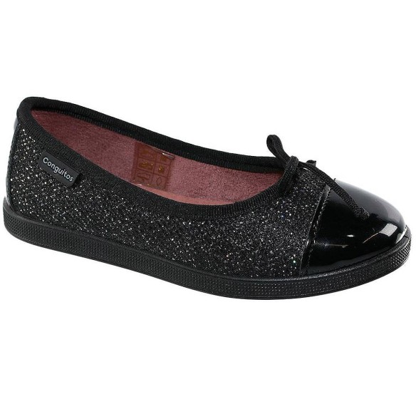 29515 Conguitos Zapato Bailarina Zapato Bailarina en material textil metalizado, puntera en charol y forrado interior en textil.