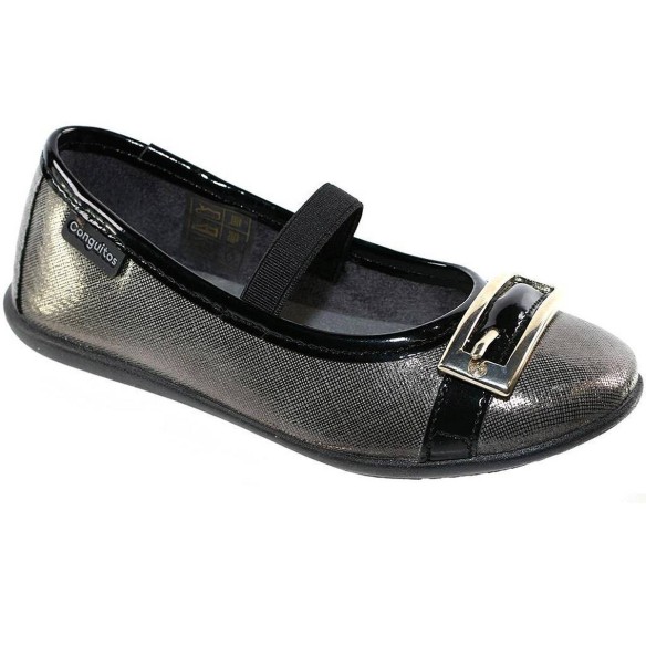 26540 Conguitos Zapato Zapato sintético metalizado. Forro textil y elástico en empeine. Piso de goma antideslizante y muy flexib