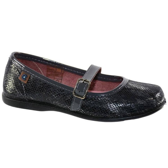 10271 Conguitos Zapato Mercedes Zapato mercedes en material sintético metalizado. Forrado interior en textil y cierre con hebill