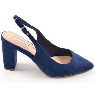 15689 D'Angela Zapato Comprar Zapato salón destalonado en antelina y planta de piel. Cierre con hebilla. Tacón ancho forrado en 