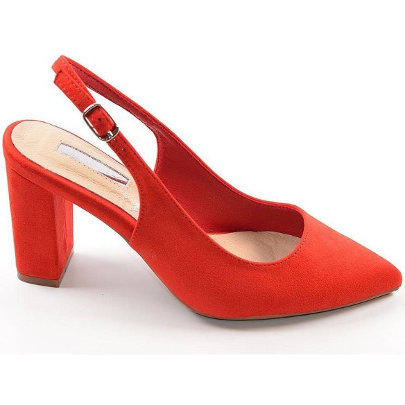 15689 D'Angela Zapato Comprar Zapato salón destalonado en antelina y planta de piel. Cierre con hebilla. Tacón ancho forrado en 