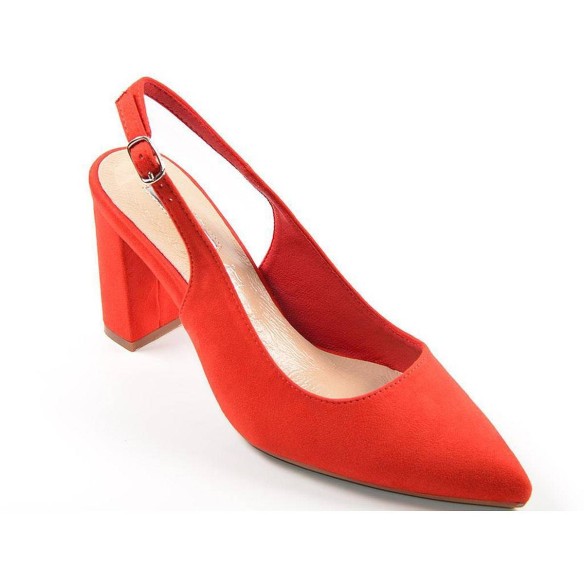 15689 D'Angela Zapato Comprar Zapato salón destalonado en antelina y planta de piel. Cierre con hebilla. Tacón ancho forrado en 