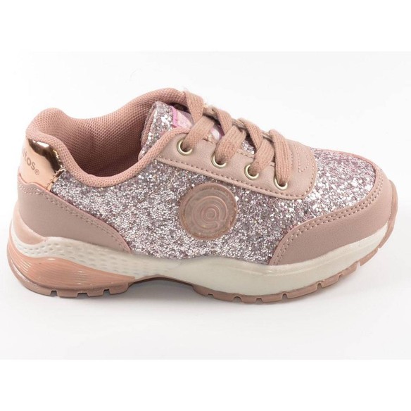 29001 Luces Conguitos Sneaker Sneaker sintético y glitte, luz en el logo del lateral, se ilumina con cada pisada. Cordones y for