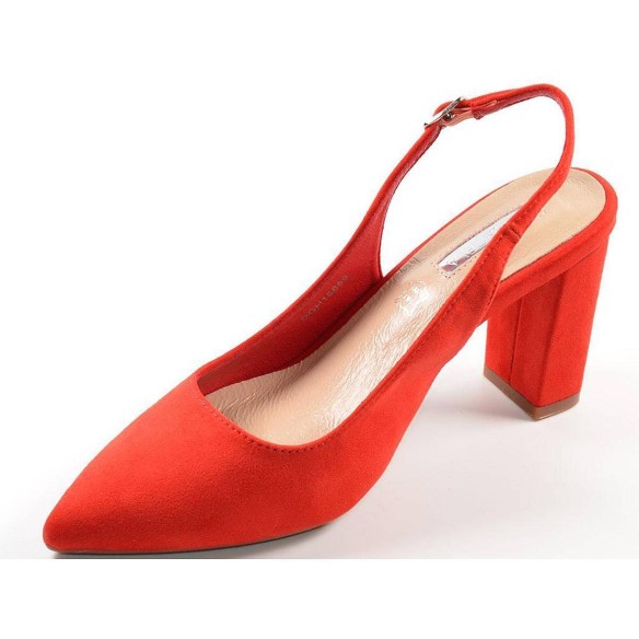 15689 D'Angela Zapato Comprar Zapato salón destalonado en antelina y planta de piel. Cierre con hebilla. Tacón ancho forrado en 