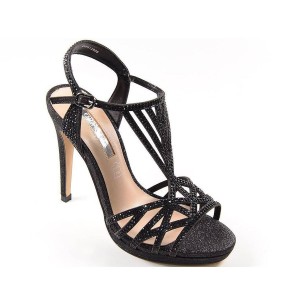 12805 D'Angela Sandalia Sandalia de fiesta textil glitter en tiras con incrustaciones de brillantes, cierre con hebilla y planta 2