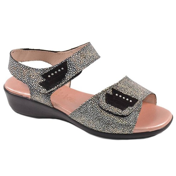 3317 Miba Sandalia Confort Sandalia piel, pala y pulsera con cierre de velcro ajustable y forro de piel. Planta piel confortable