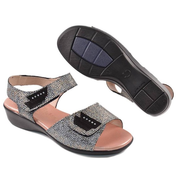 3317 Miba Sandalia Confort Sandalia piel, pala y pulsera con cierre de velcro ajustable y forro de piel. Planta piel confortable