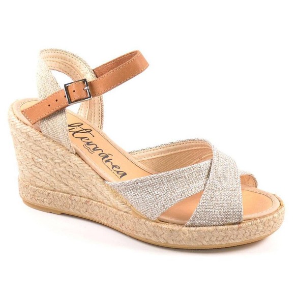 272 Mediterránea Alpargata Zapatilla Alpargata textil, pala de dos tiras cruzadas. Plantilla acolchada. Cierre pulsera con hebil