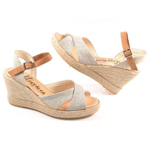 272 Mediterránea Alpargata Zapatilla Alpargata textil, pala de dos tiras cruzadas. Plantilla acolchada. Cierre pulsera con hebil