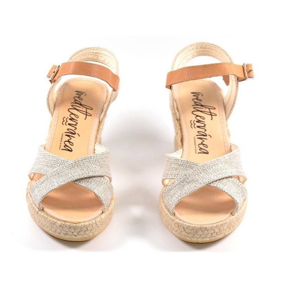 272 Mediterránea Alpargata Zapatilla Alpargata textil, pala de dos tiras cruzadas. Plantilla acolchada. Cierre pulsera con hebil