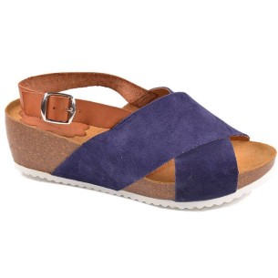 5860 Duendy Sandalia Sandalia serraje piel, cierre con hebilla ajustable. Piso cuña bio en piel y suela de goma antideslizante.