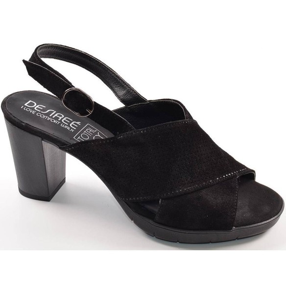 91174 Desiree Sandalia Sandalia en piel serraje . Forro y plantilla en piel. Cierre con hebilla. Piso plataforma con suela antid