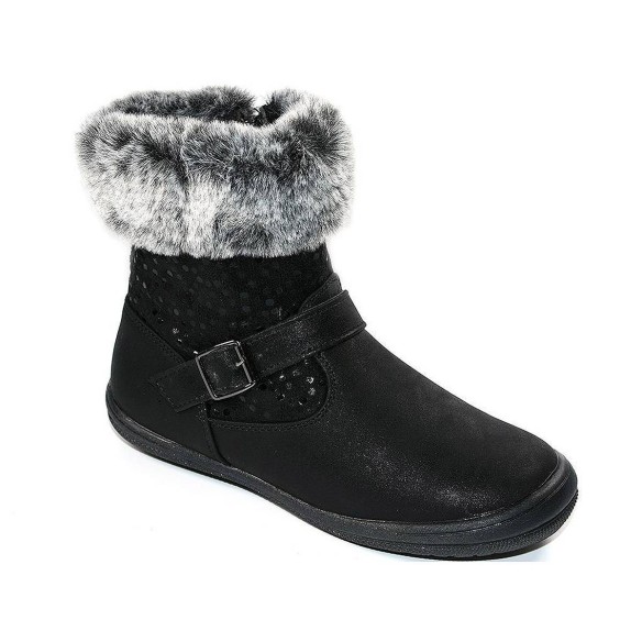 1605 Crecendo Botín Comprar Botín sintético y textil. Cuello en pelo sintético y caña con brillos. Cremallera lateral y piso de 