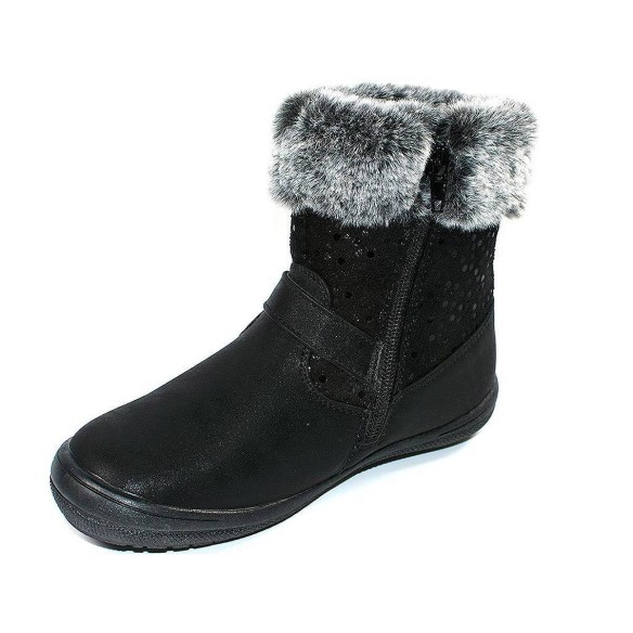 1605 Crecendo Botín Comprar Botín sintético y textil. Cuello en pelo sintético y caña con brillos. Cremallera lateral y piso de 