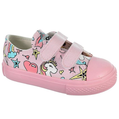 14157 Osito Zapatilla 14157 CONGUITOS. Zapatilla de lona con estampado de unicornio y forro textil. Cierre con doble velcro ajus
