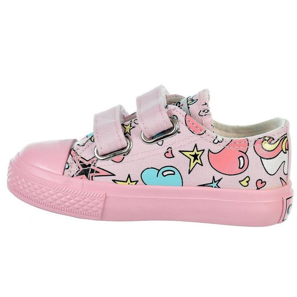 14157 Osito Zapatilla 14157 CONGUITOS. Zapatilla de lona con estampado de unicornio y forro textil. Cierre con doble velcro ajus