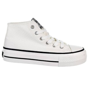 52716 B&w Zapatilla Bota 52716 B&W. Zapatilla con caña alta de lona, forro interior textil. Cierre cordones ajustables. Piso de 