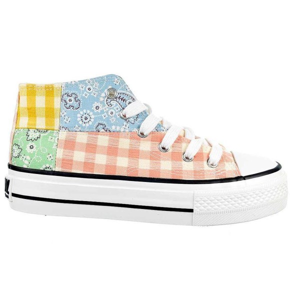 52729 B&w Zapatilla Botín 52720 B&W. Zapatilla con caña alta de lona , forro interior textil. Cierre cordones ajustables. Piso d