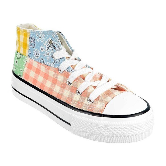 52729 B&w Zapatilla Botín 52720 B&W. Zapatilla con caña alta de lona , forro interior textil. Cierre cordones ajustables. Piso d