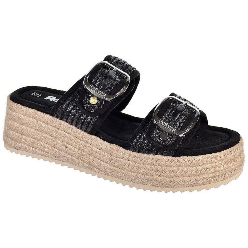 79597 Refresh Zueco 79597REFRESH. Sandalia tipo Zueco de rafia. Forrado textil y cierre con doble hebilla. Piso plataforma de 6c