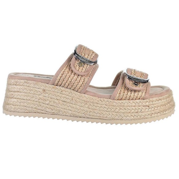 79597 Refresh Zueco 79597REFRESH. Sandalia tipo Zueco de rafia. Forrado textil y cierre con doble hebilla. Piso plataforma de 6c