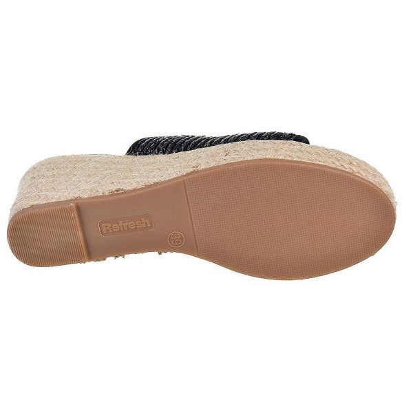 79785 Refresh Zueco Sandalia Zueco de rafia, forrado interior en textil y plantilla acolchada. Piso de plataforma con cuña de 8c