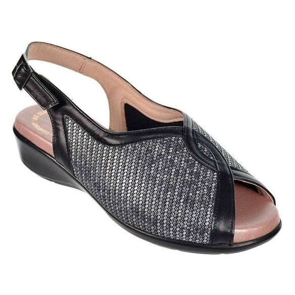 496 Miba  Sandalia 496 MIBA. Sandalia en material de piel y textil acolchado. Plantilla de piel confort, cierre con hebilla ajus