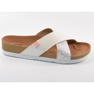 59266 Gioseppo Zueco Sandalia Zueco sintético, pala tiras cruzadas con diferentes tipos de materiales. Plantilla textil, resiste