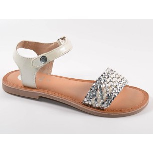 59477 Gioseppo Sandalia Sandalia sintética. Pala trenzada metalizada. Pulsera con cierre velcro ajustable. Plantilla latex confo