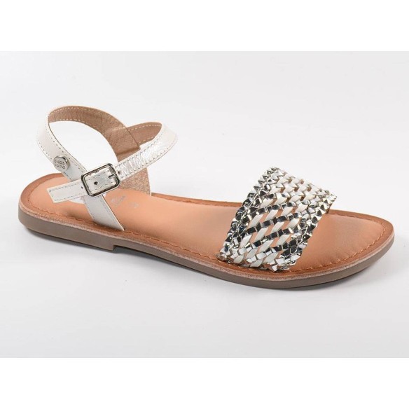 59476 Gioseppo Sandalia Sandalia material sintético. Pala trenzada metalizado y pulsera con hebilla ajustable. Plantilla látex c