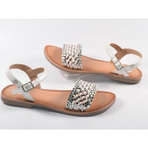 59476 Gioseppo Sandalia Sandalia material sintético. Pala trenzada metalizado y pulsera con hebilla ajustable. Plantilla látex c 2