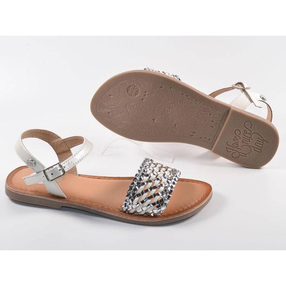 59476 Gioseppo Sandalia Sandalia material sintético. Pala trenzada metalizado y pulsera con hebilla ajustable. Plantilla látex c