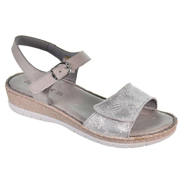 6260 Riposella Sandalia Sandalia de piel, pala con cierre en velcro y pulsera con cierre en hebilla ajustable. Forrado en piel y