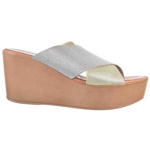 3490 Oh! My Sandals Zueco Sandalia tipo Zueco con tiras cruzadas elásticas. Plantilla confort. Piso de poliuretano con plataform