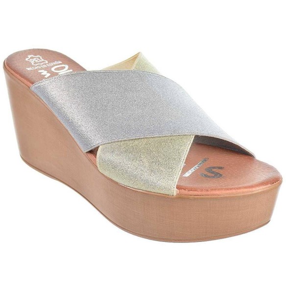 3490 Oh! My Sandals Zueco Sandalia tipo Zueco con tiras cruzadas elásticas. Plantilla confort. Piso de poliuretano con plataform