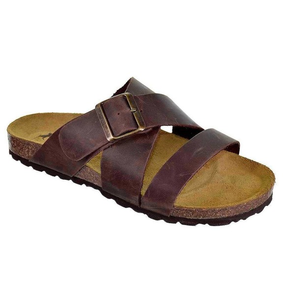 74317 Lois Zueco 74317 LOIS. Sandalia tipo Zueco de piel con tiras cruzadas y cierre con hebilla regulable. Piso de bio con plan