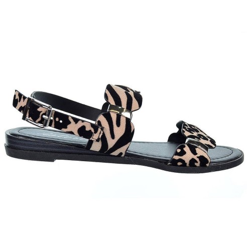 22076 Isteria Sandalia 22076 ISTERIA SANDALIA textil animal print, cierre con hebilla, plantilla acolchada en sintético y piso d