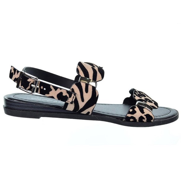22076 Isteria Sandalia 22076 ISTERIA SANDALIA textil animal print, cierre con hebilla, plantilla acolchada en sintético y piso d