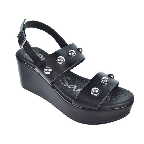 4741 Isteria Sandalia Sandalia de piel, cierre con hebilla regulable. Plantilla acolchada muy confortable. Piso cuña de poliuret