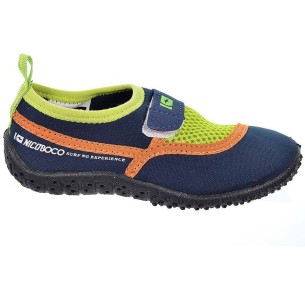 Rouf22 Nicoboco Escarpin Escarpin textil elástico y rejilla para el agua. Cierre elástico ajustable al tobillo y velcro. Con sue